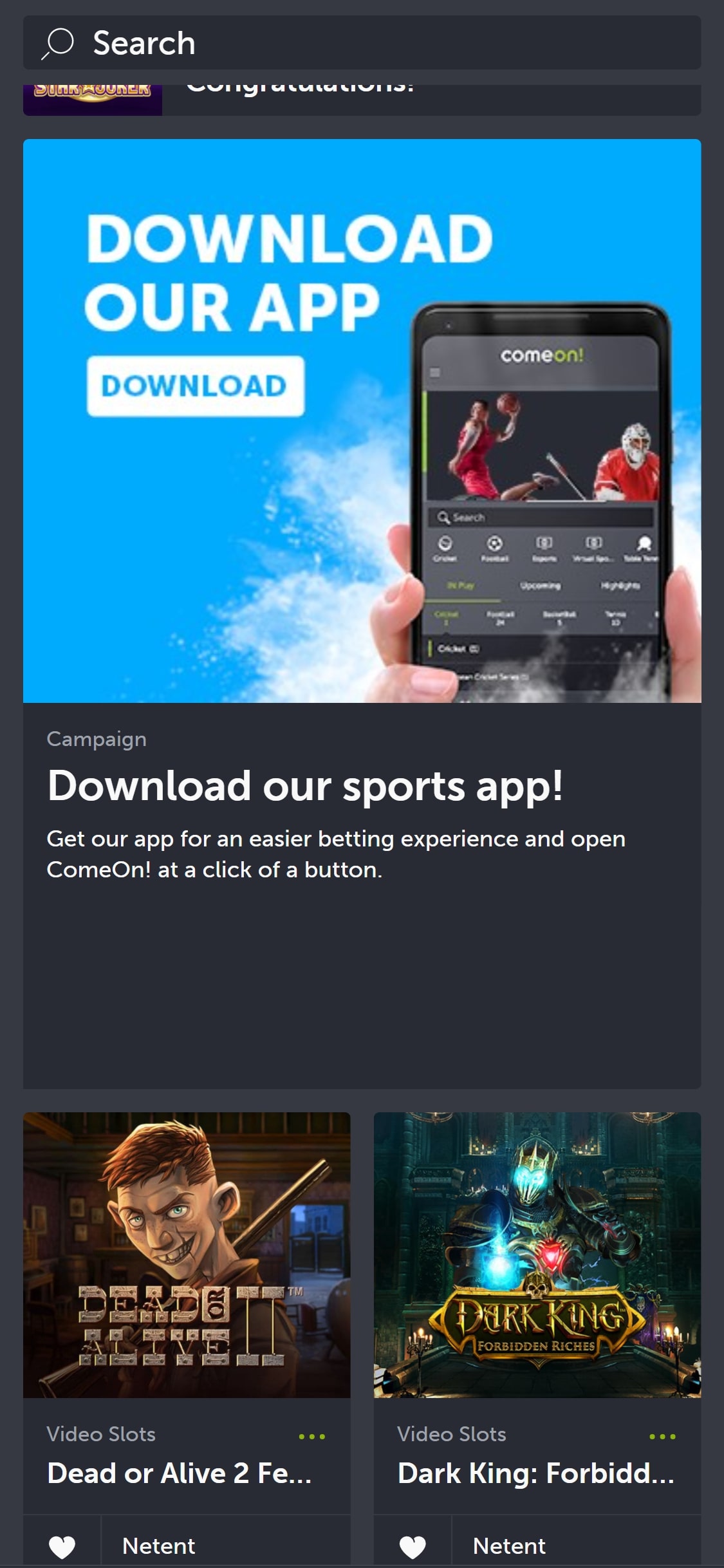ComeOn Casino Mobile App Review