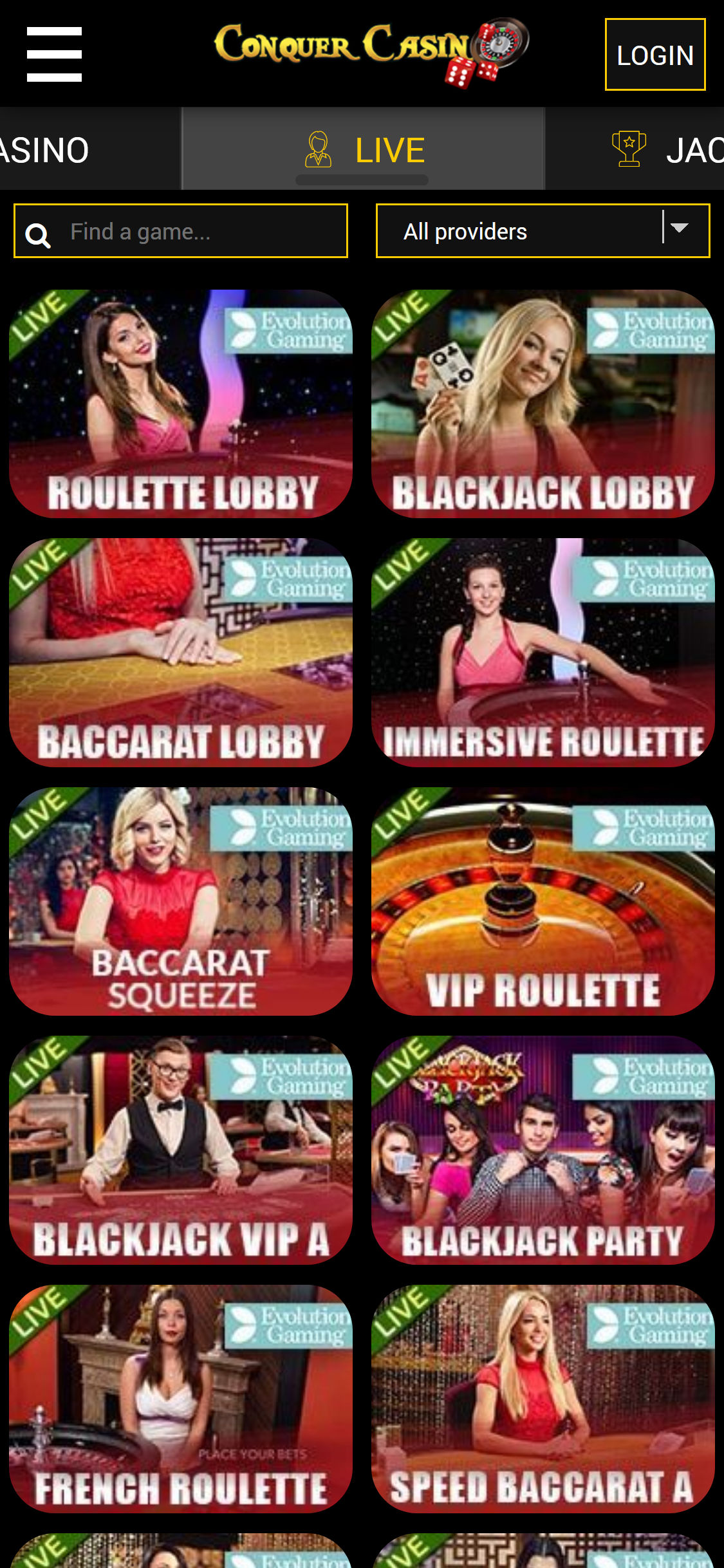 Conquer Casino Mobile Live Dealer Games Review