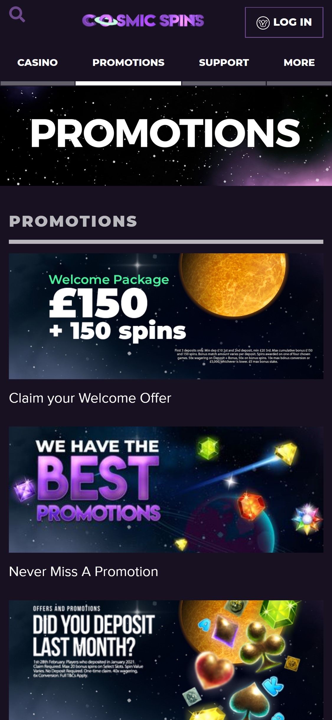 Cosmic Spins Casino Mobile No Deposit Bonus Review