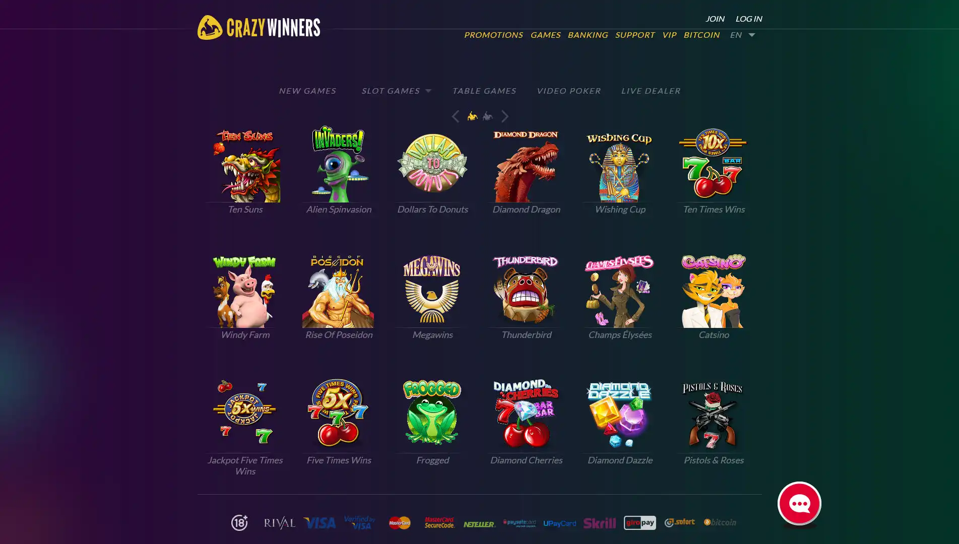CrazyWinners Casino Games