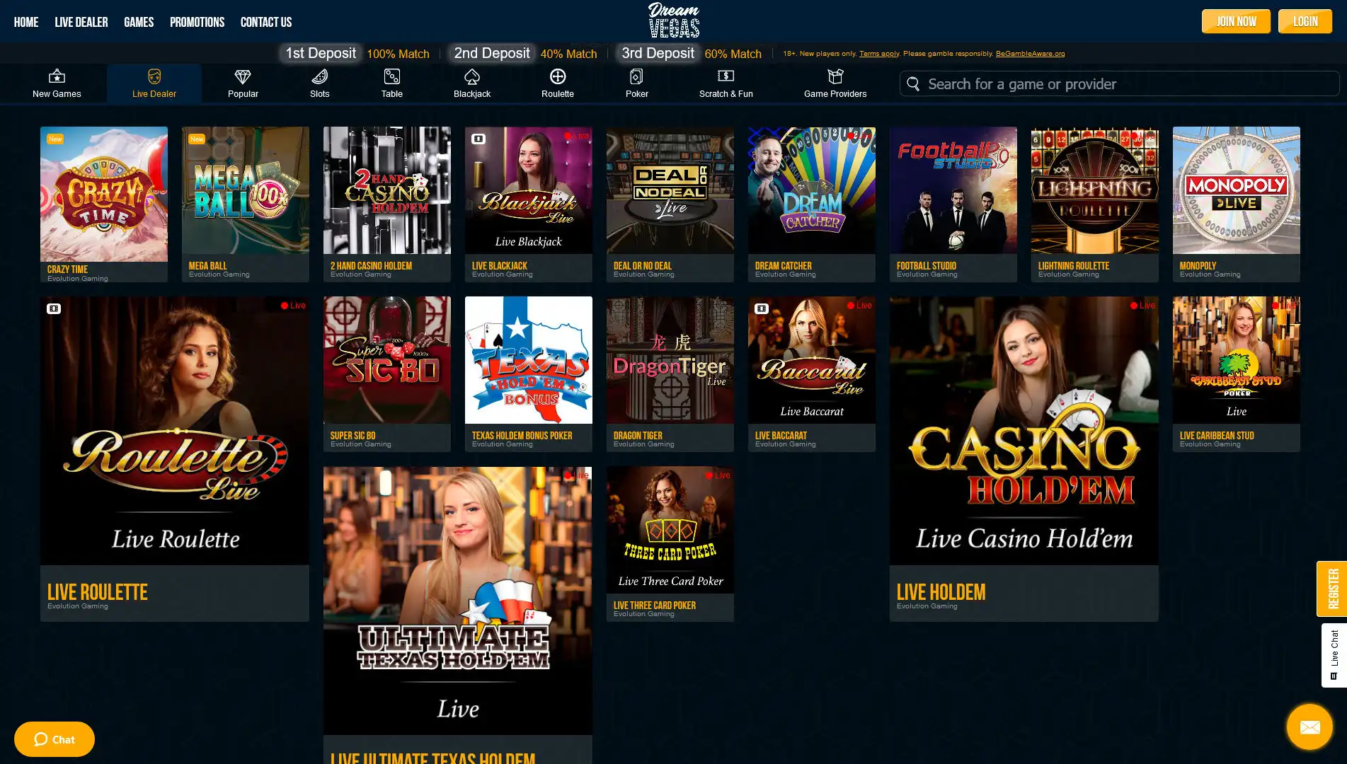 Dream Vegas Casino Live Dealer Games