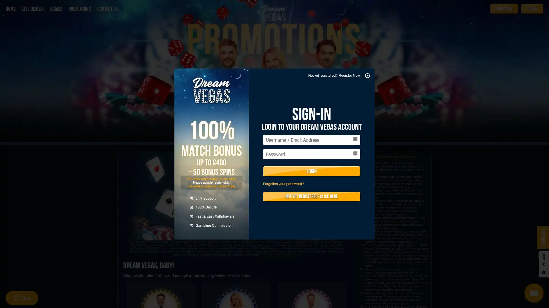 Dream Vegas Casino Login
