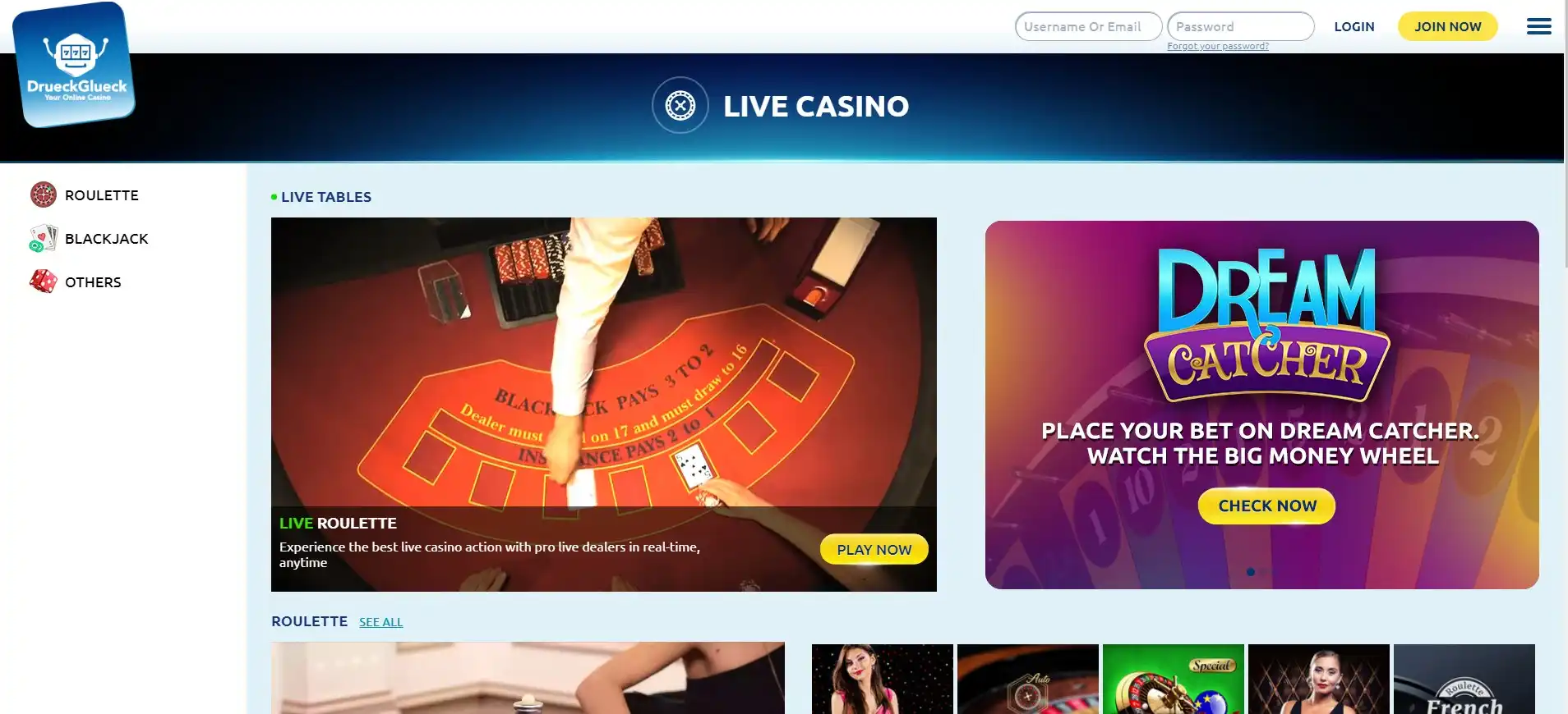 Drueck Glueck Casino Live Dealer Games