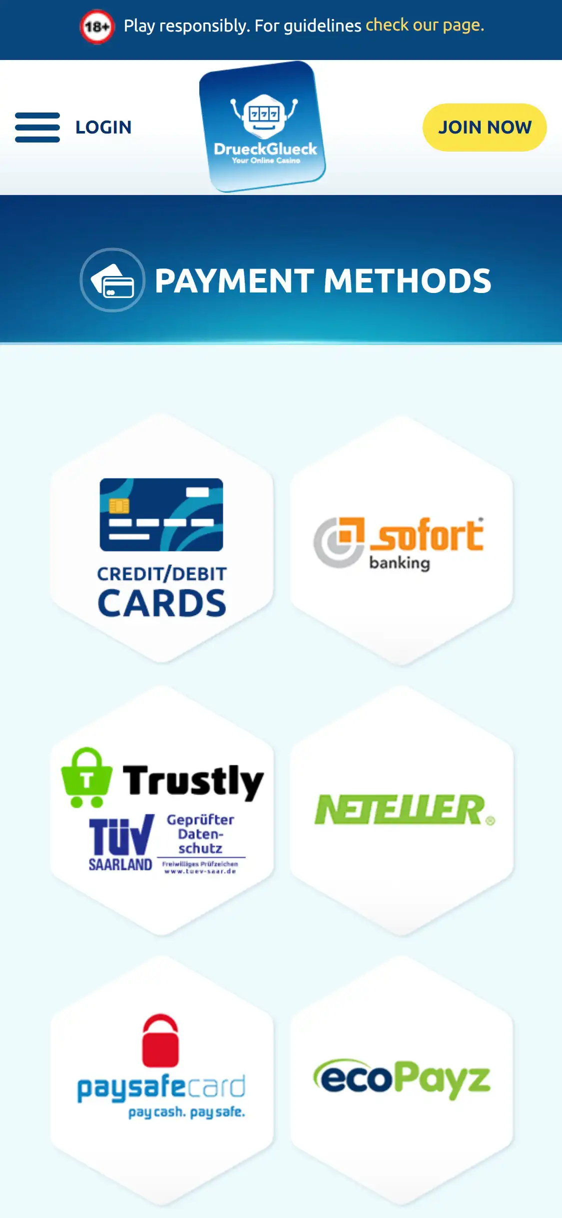 Drueck Glueck Casino Mobile Payment Methods Review