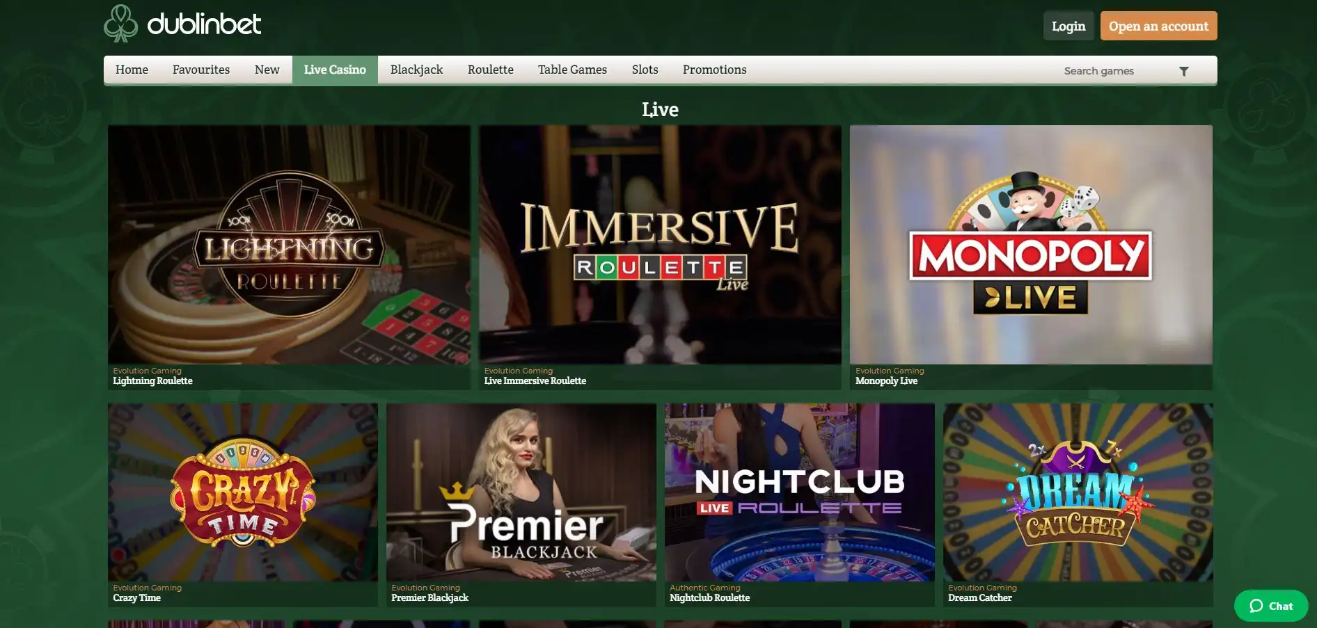 Dublinbet Casino Live Dealer Games