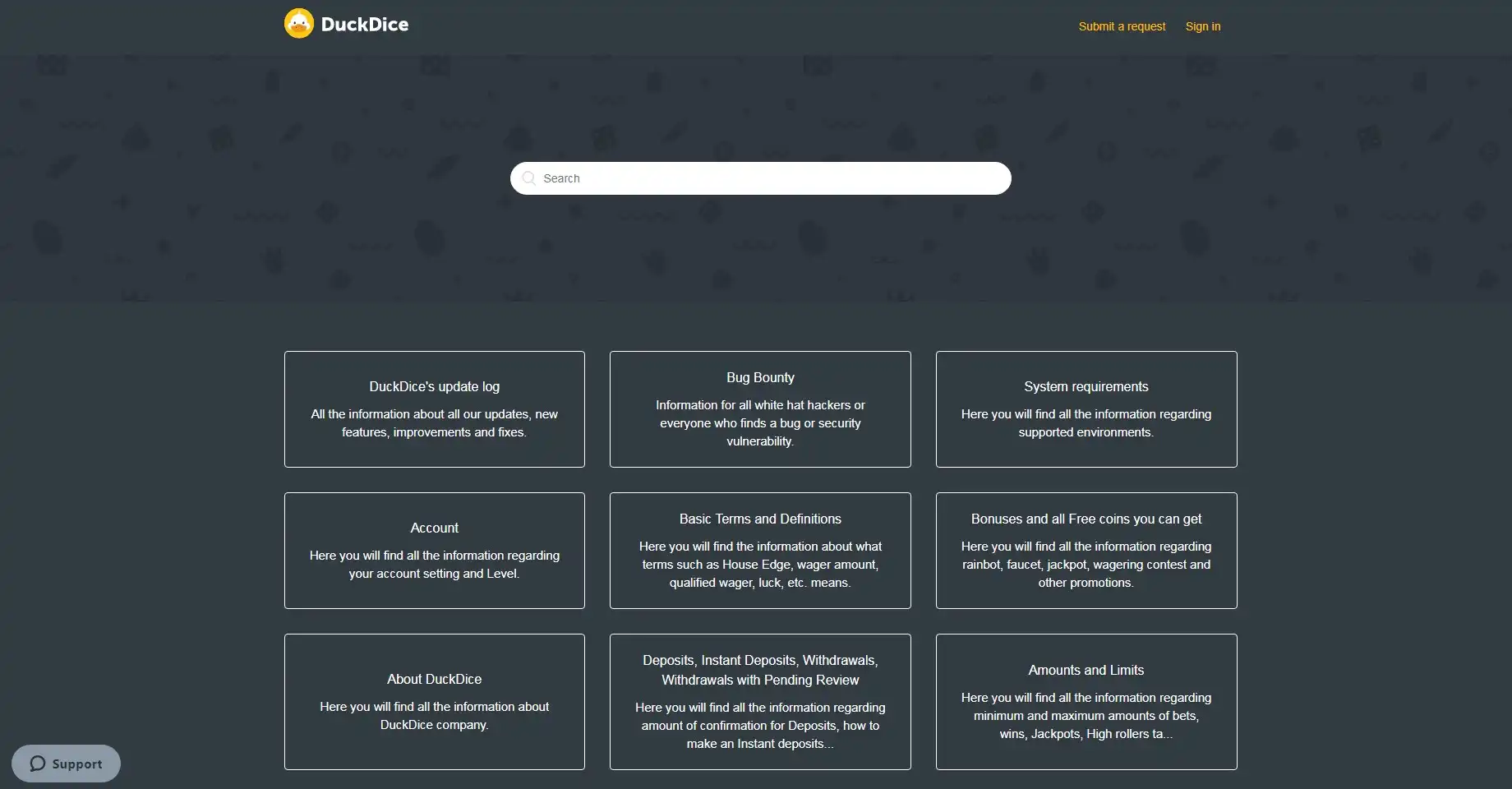 DuckDice Casino Support