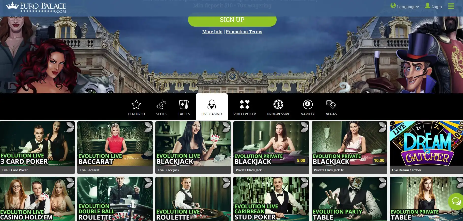 Euro Palace Casino Live Dealer Games
