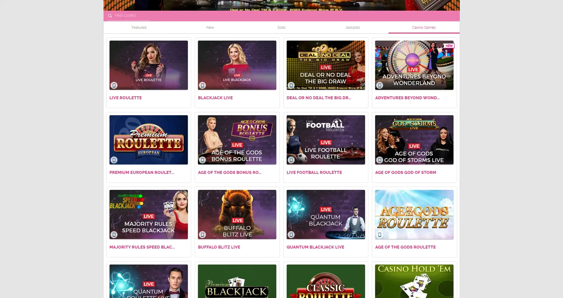 Fabulous Bingo Casino Live Dealer Games