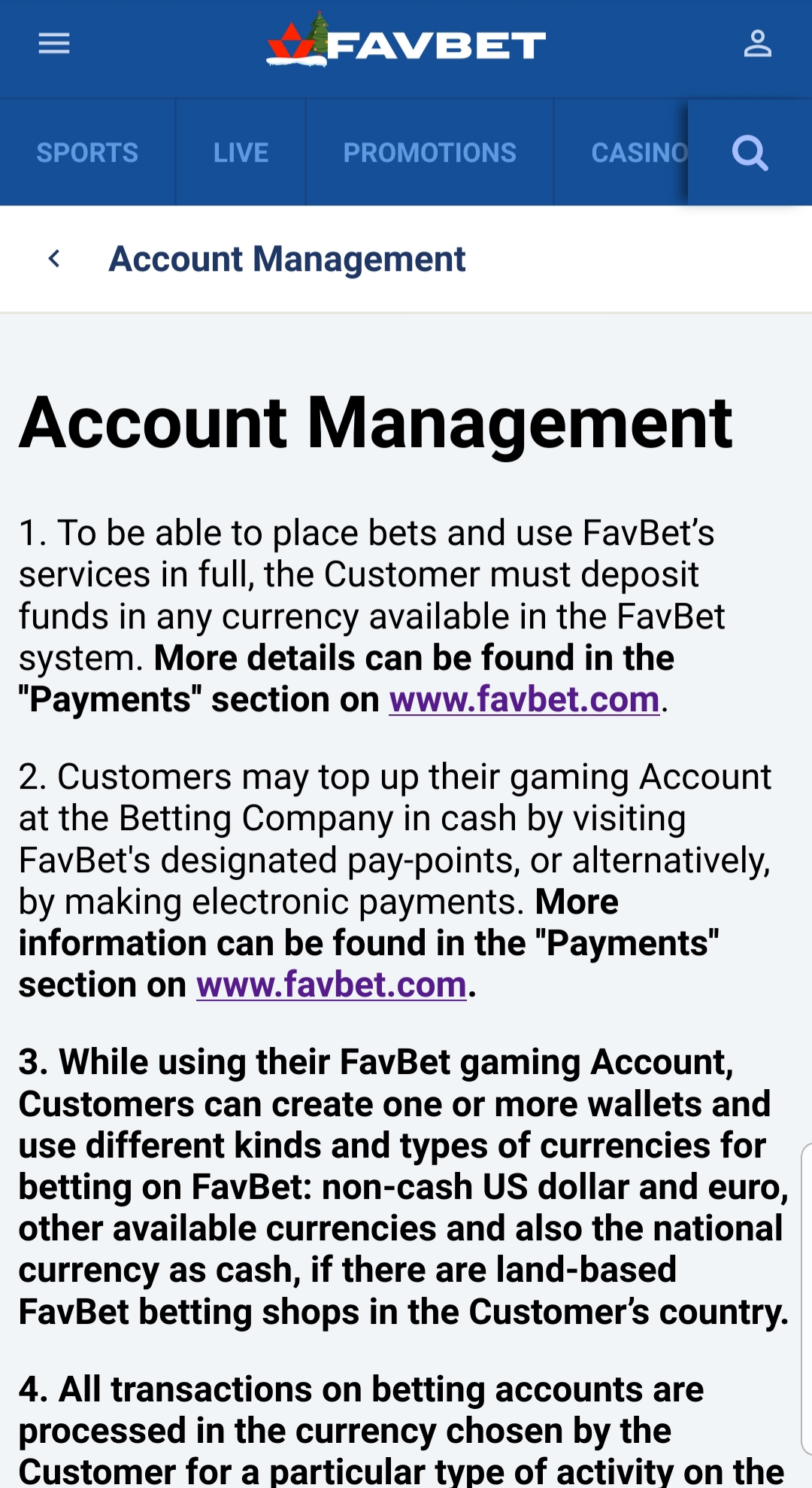 Favbet Casino Mobile Payment Methods Review
