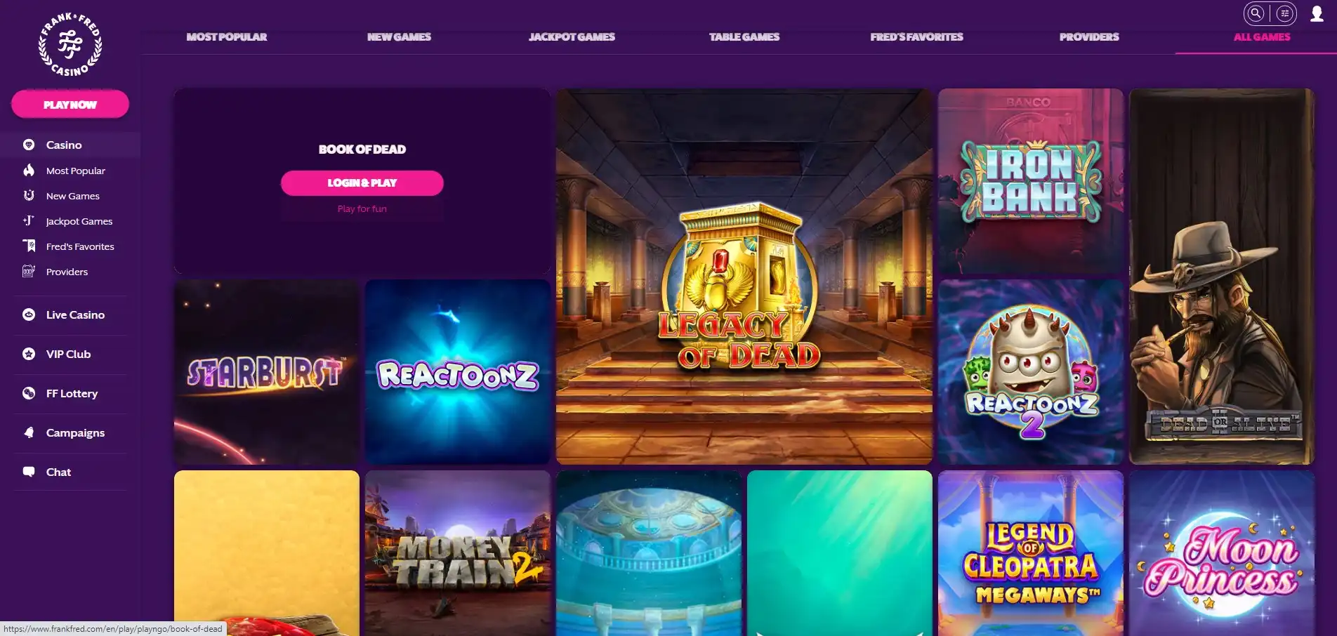 Frank & Fred Casino Games