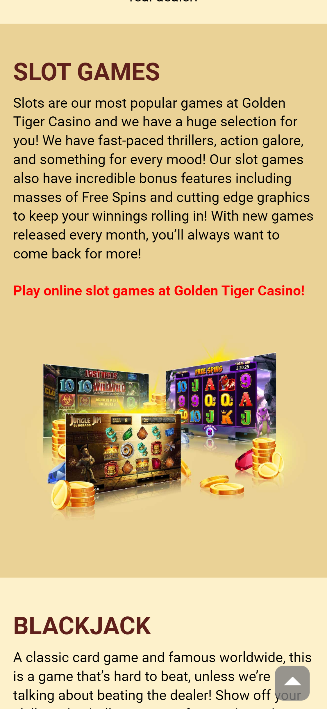 Golden Tiger Casino Mobile Games Review