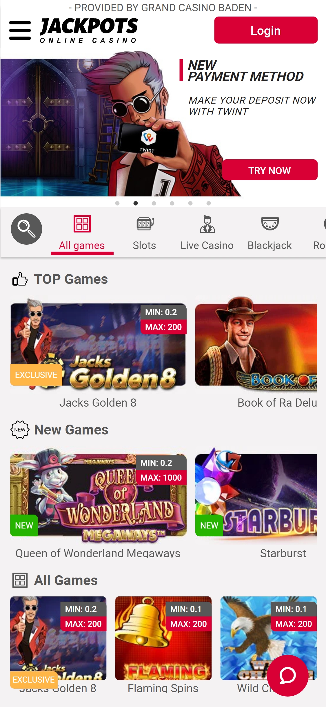Jackpots CH Casino Mobile Review