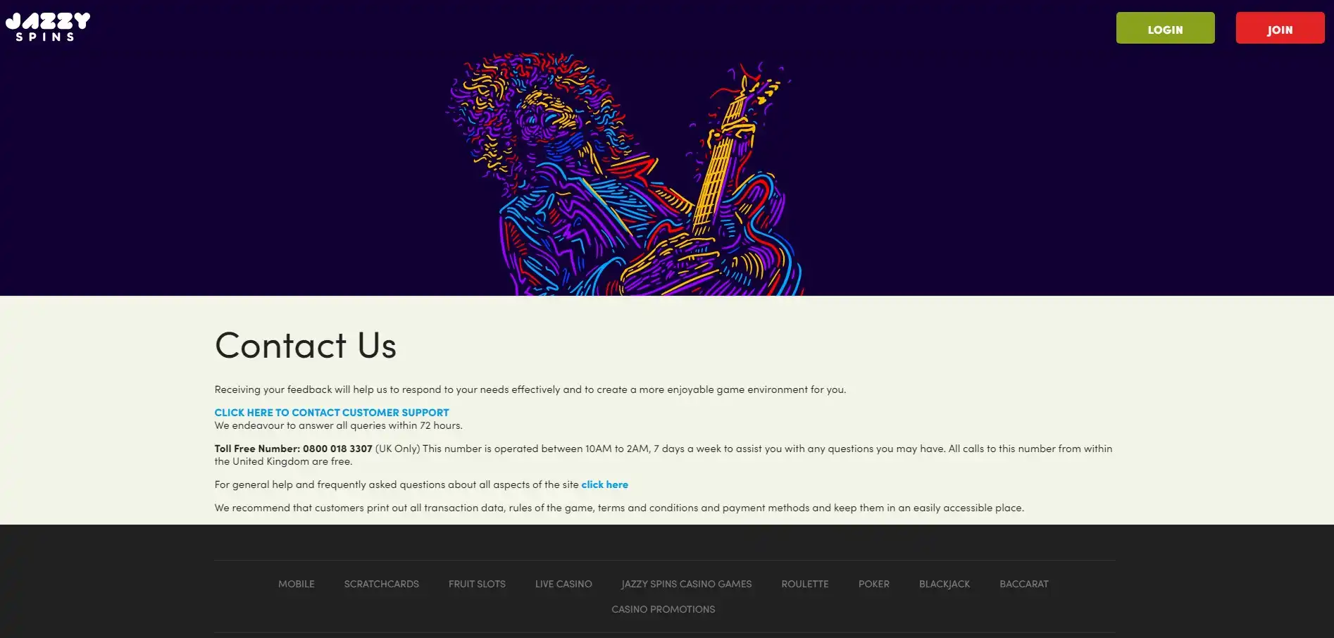 Jazzy Spins Casino Support