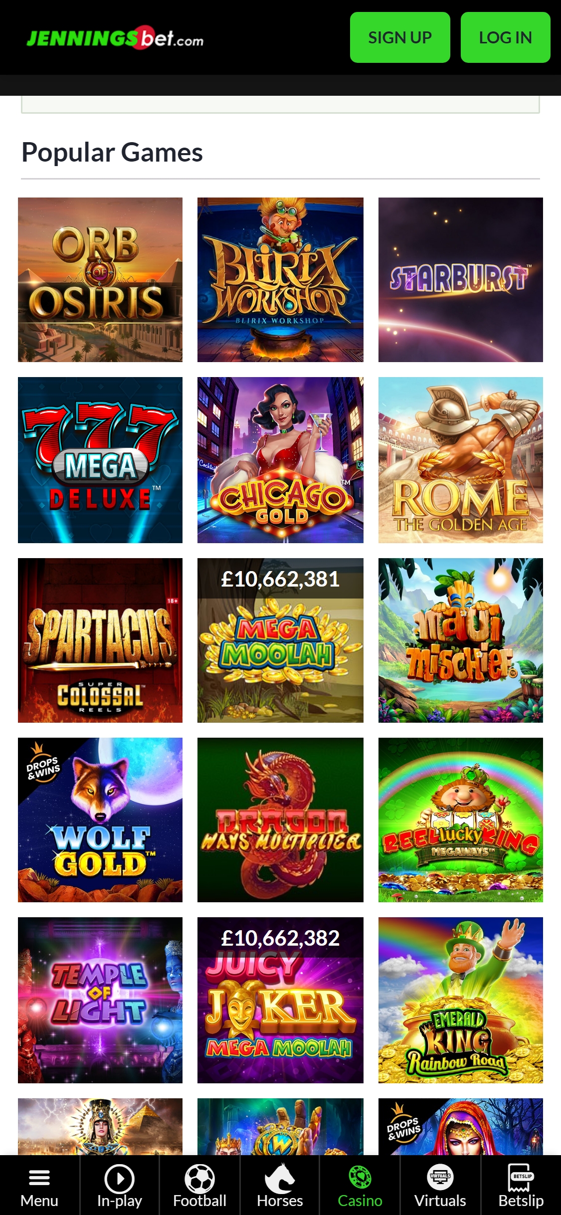 Jennings Bet Casino Mobile Games Review