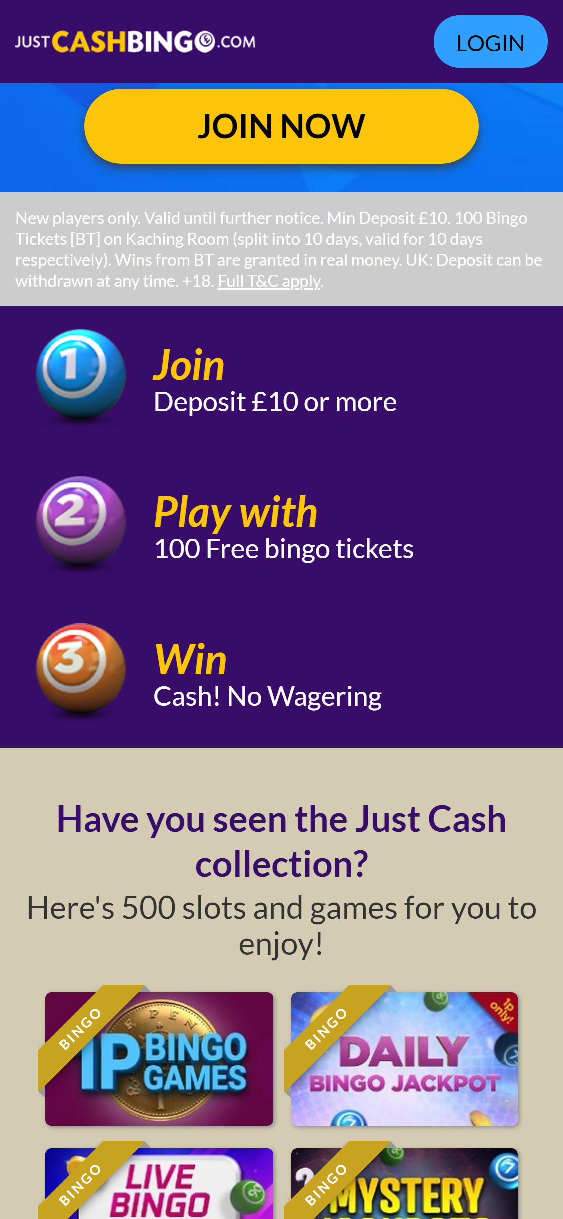 Just Cash Bingo Casino Mobile No Deposit Bonus Review
