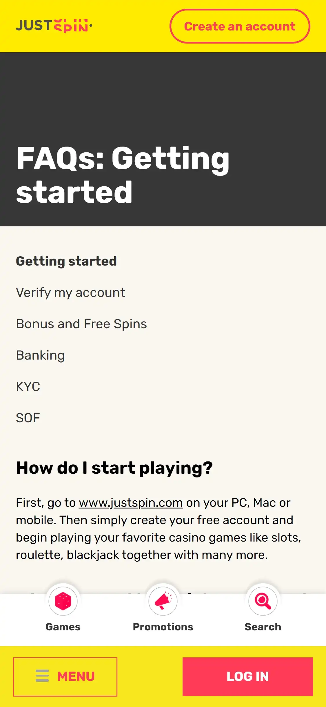 JustSpin Casino Mobile Support Review