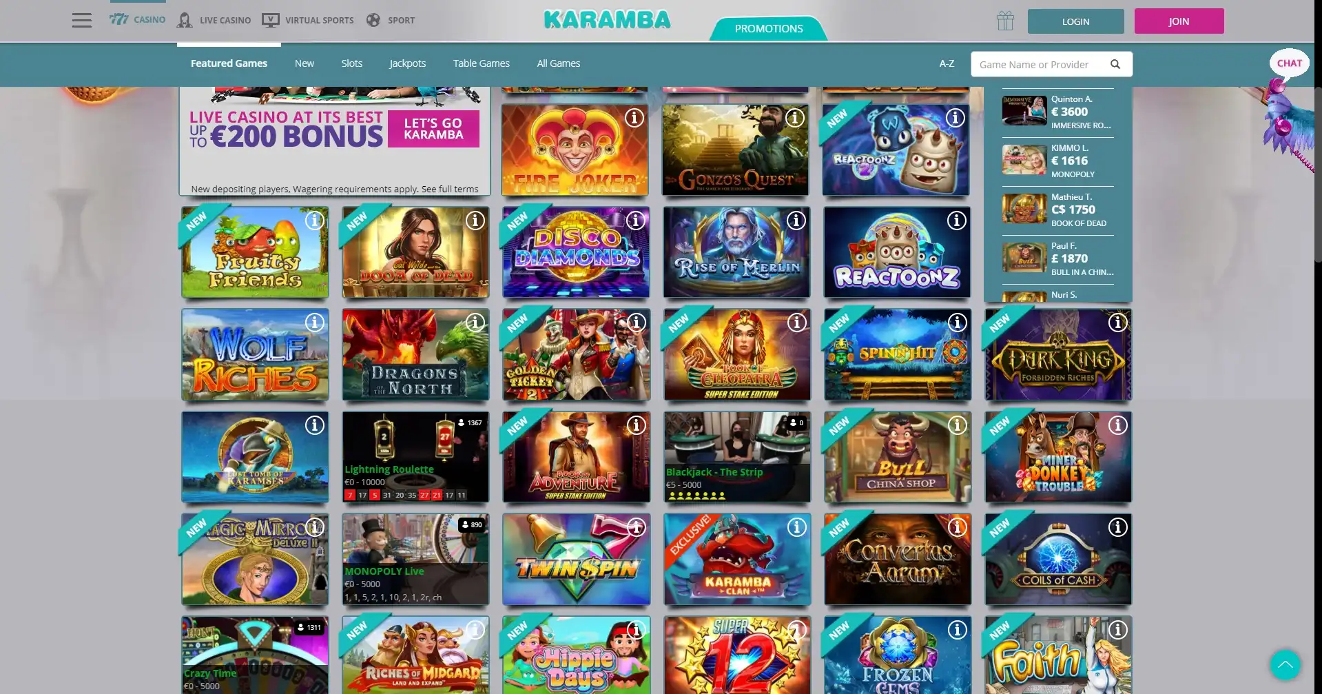 Karamba Casino Games