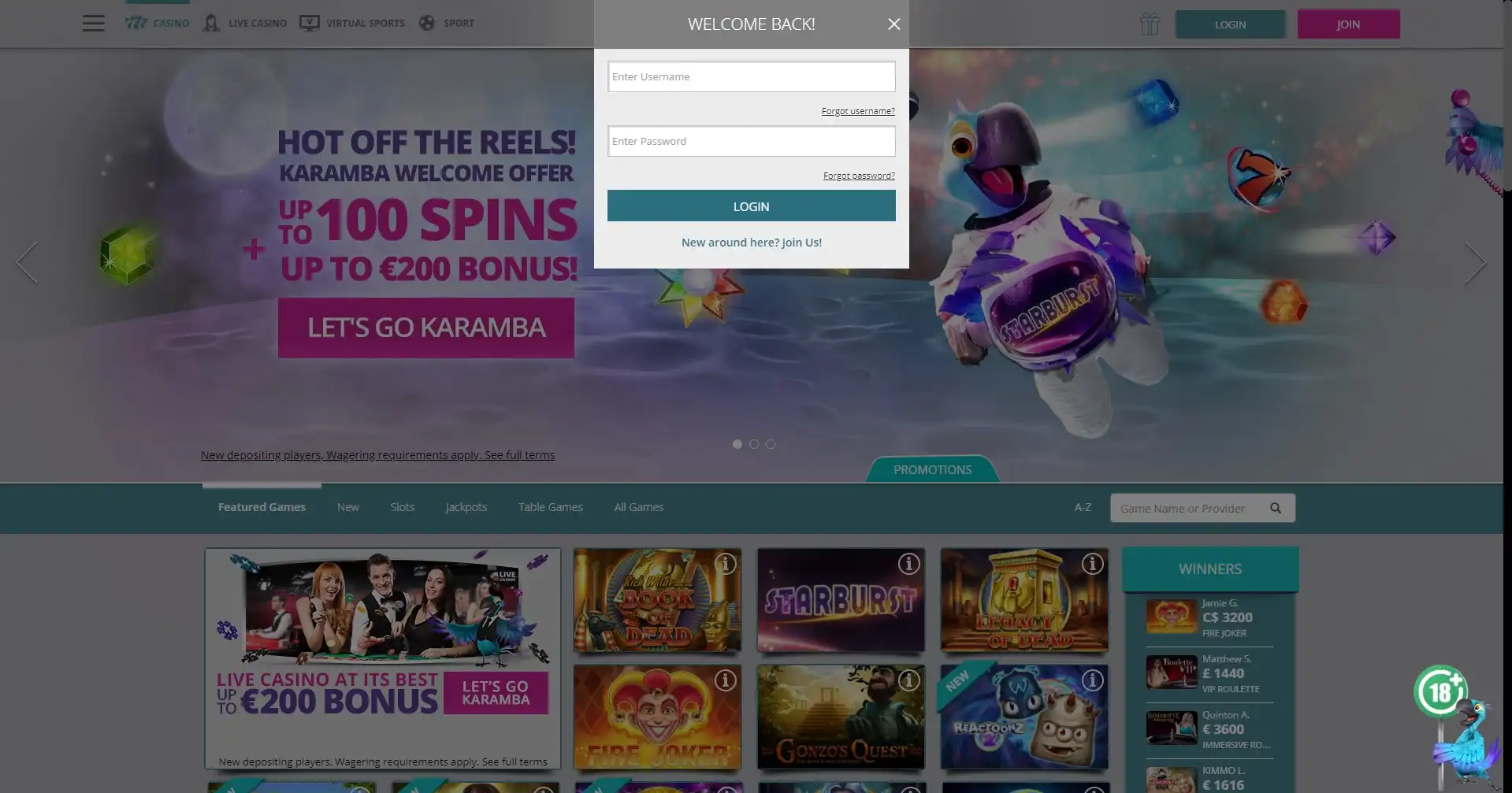 Karamba Casino Login