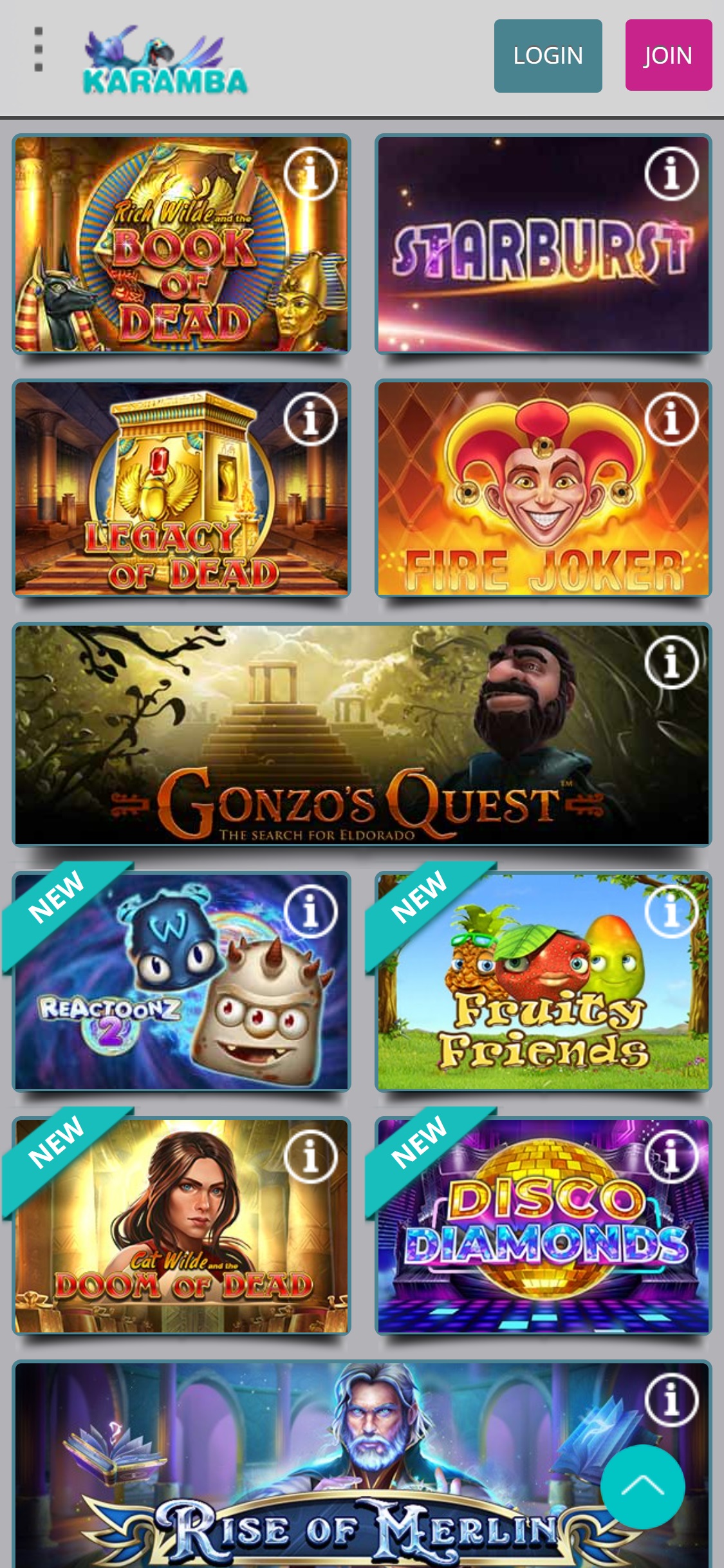 Karamba Casino Mobile Games Review