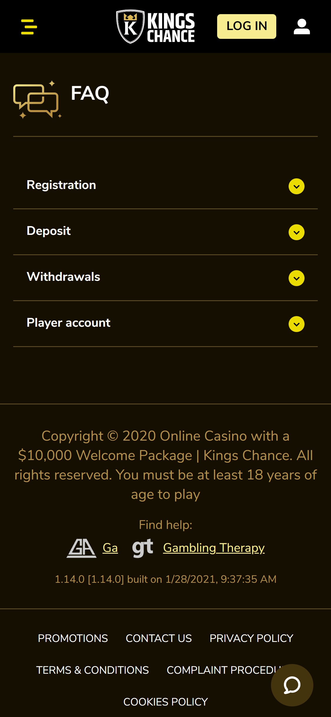 Kings Chance Casino Mobile Support Review
