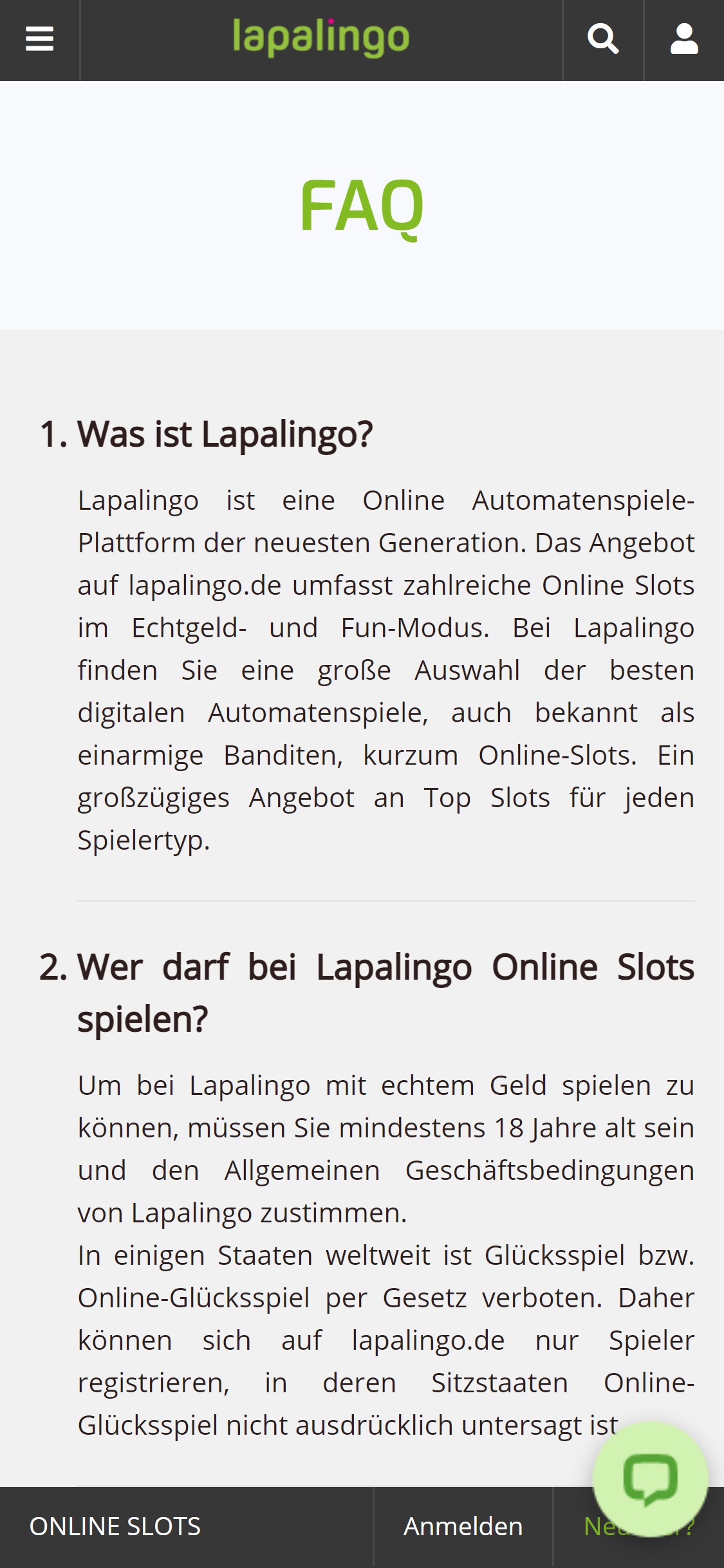 Lapalingo Casino Mobile Support Review