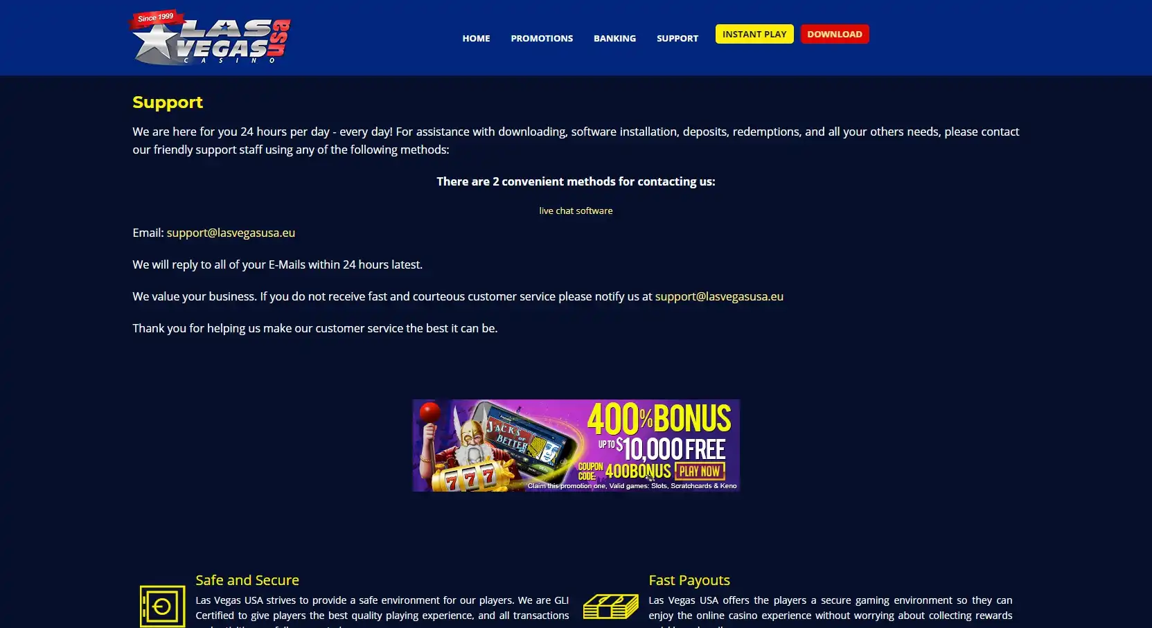 Las Vegas Casino Support