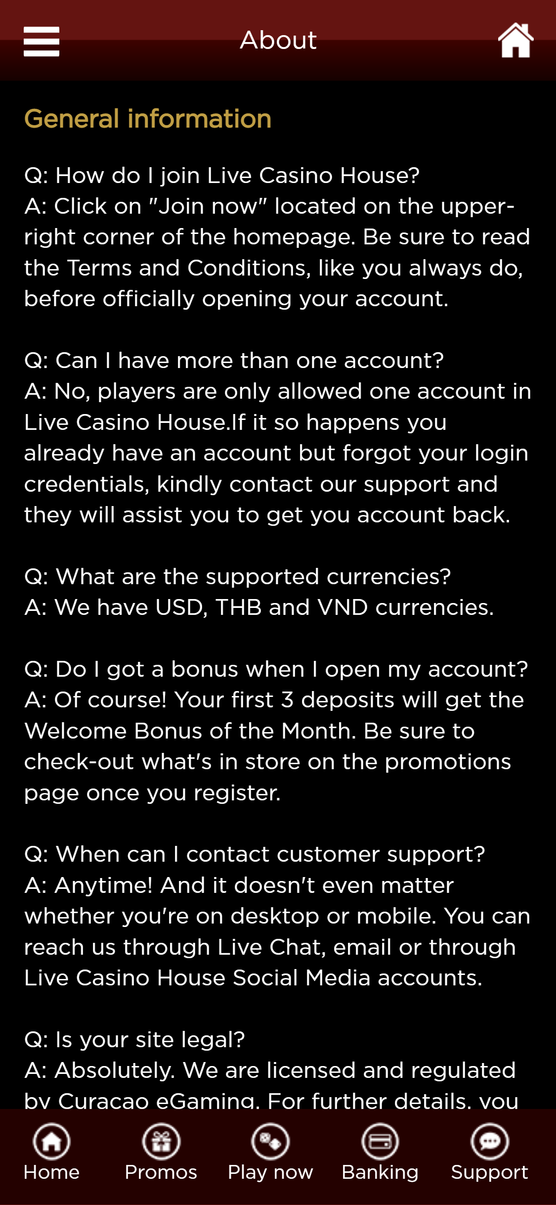 Live Casino House Mobile Support Review