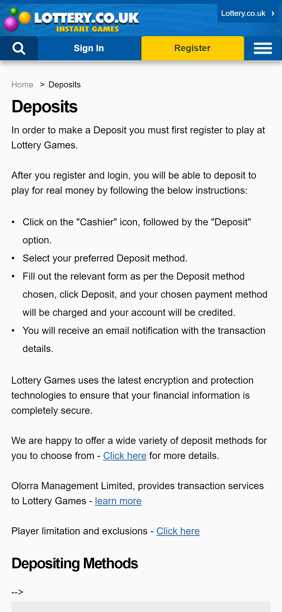 Lottery UK Casino Mobile Payment Methods Review