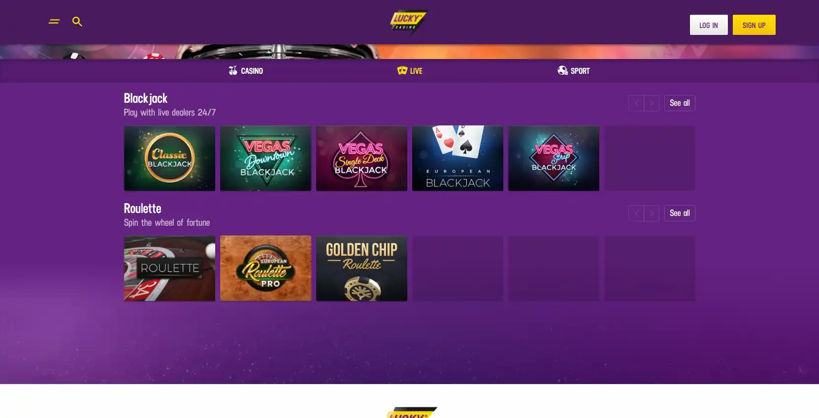 Lucky Casino Live Dealer Games