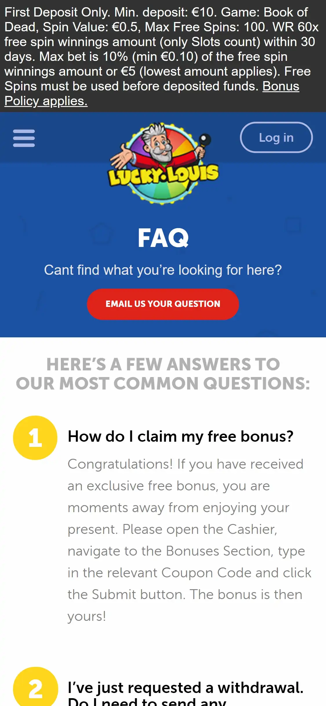LuckyLouis Casino Mobile Support Review