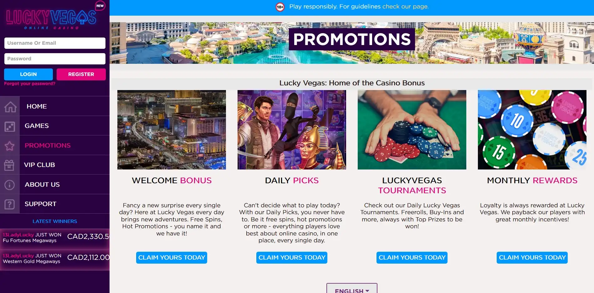 Lucky Vegas No Deposit Bonus