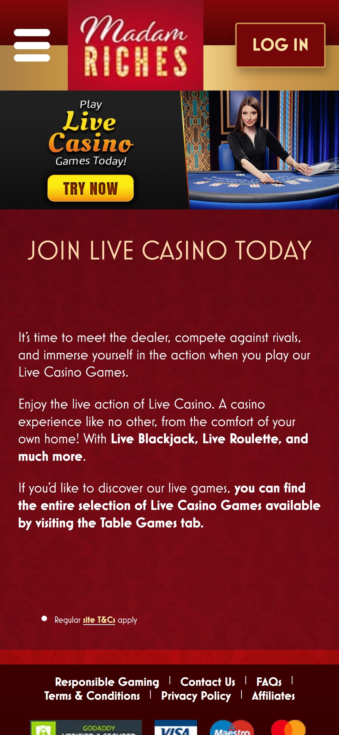 Madam Riches Casino Mobile Live Dealer Games Review