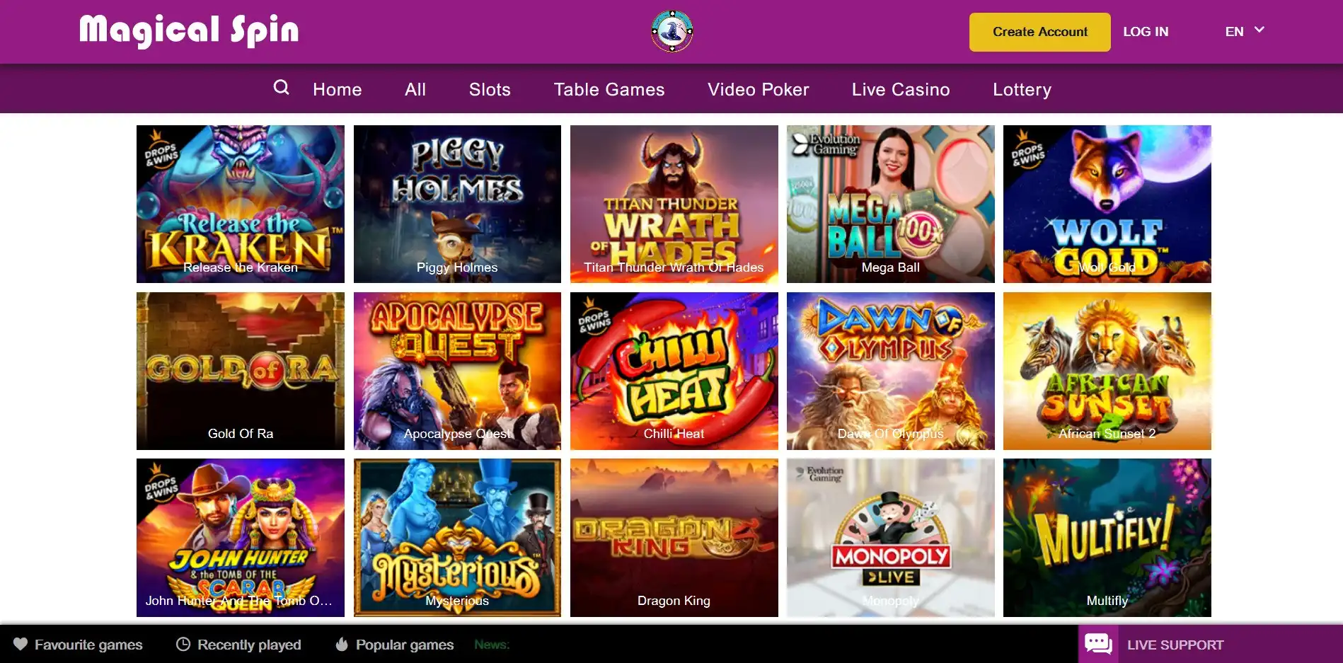 Magical Spin Casino Games