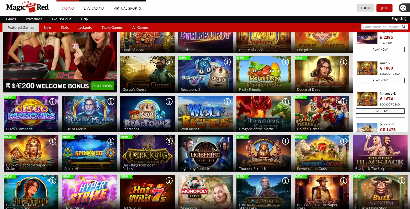 Magic Red Casino Games