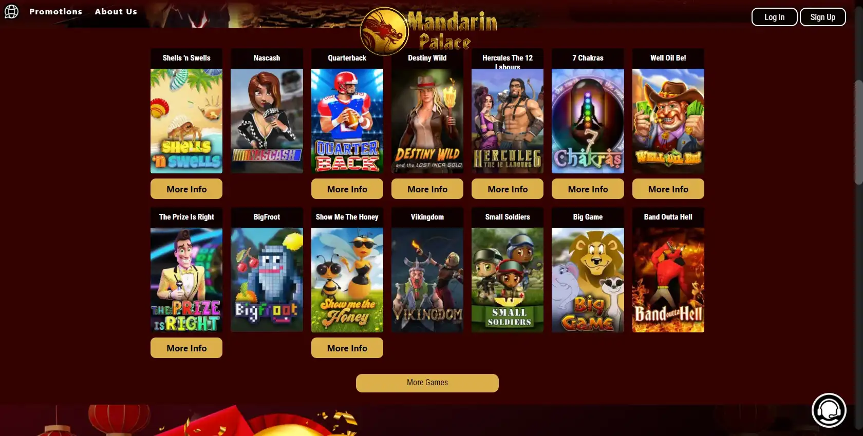 Mandarin Palace Casino Games