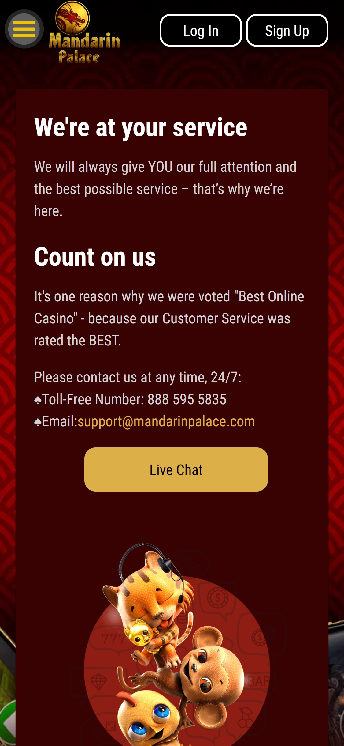 Mandarin Palace Casino Mobile Support Review