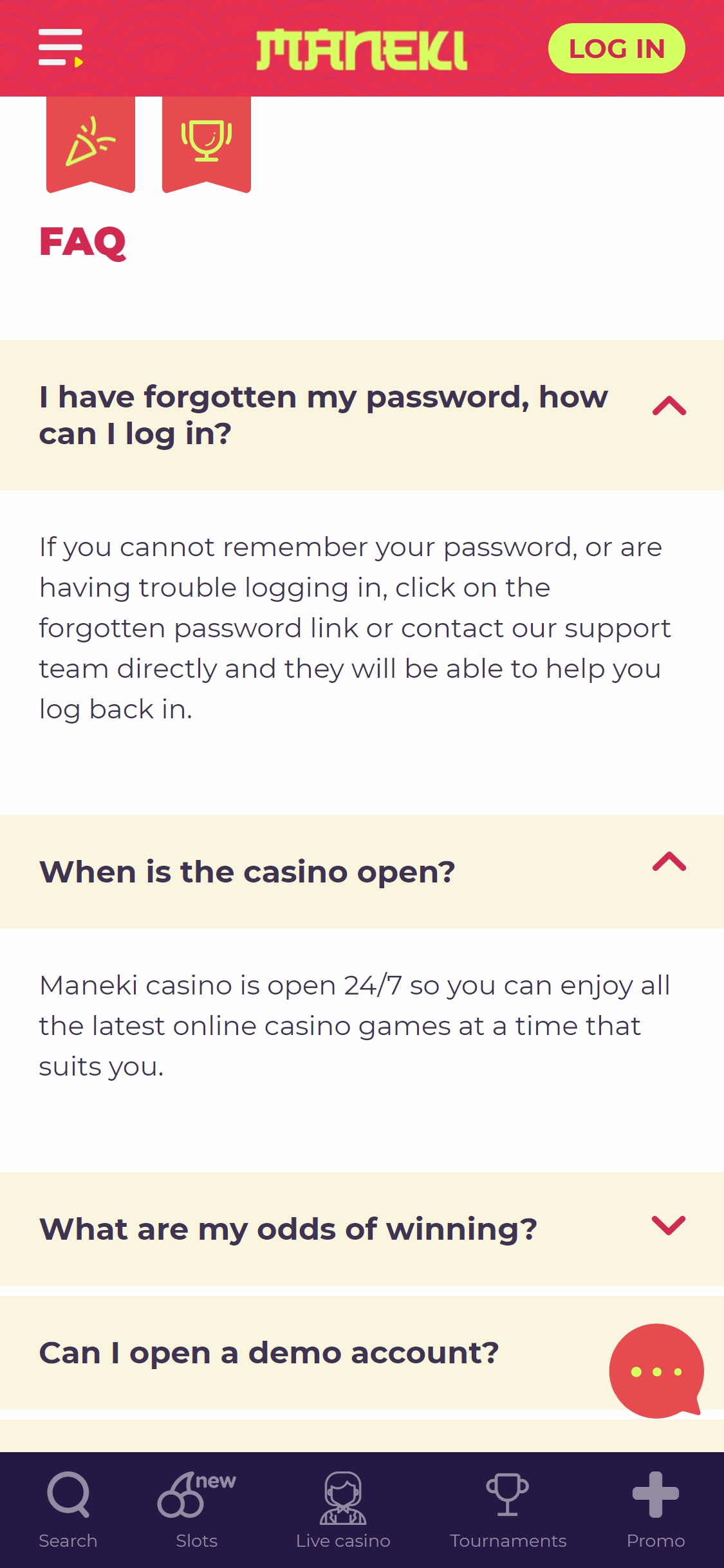 Maneki Casino Mobile Support Review