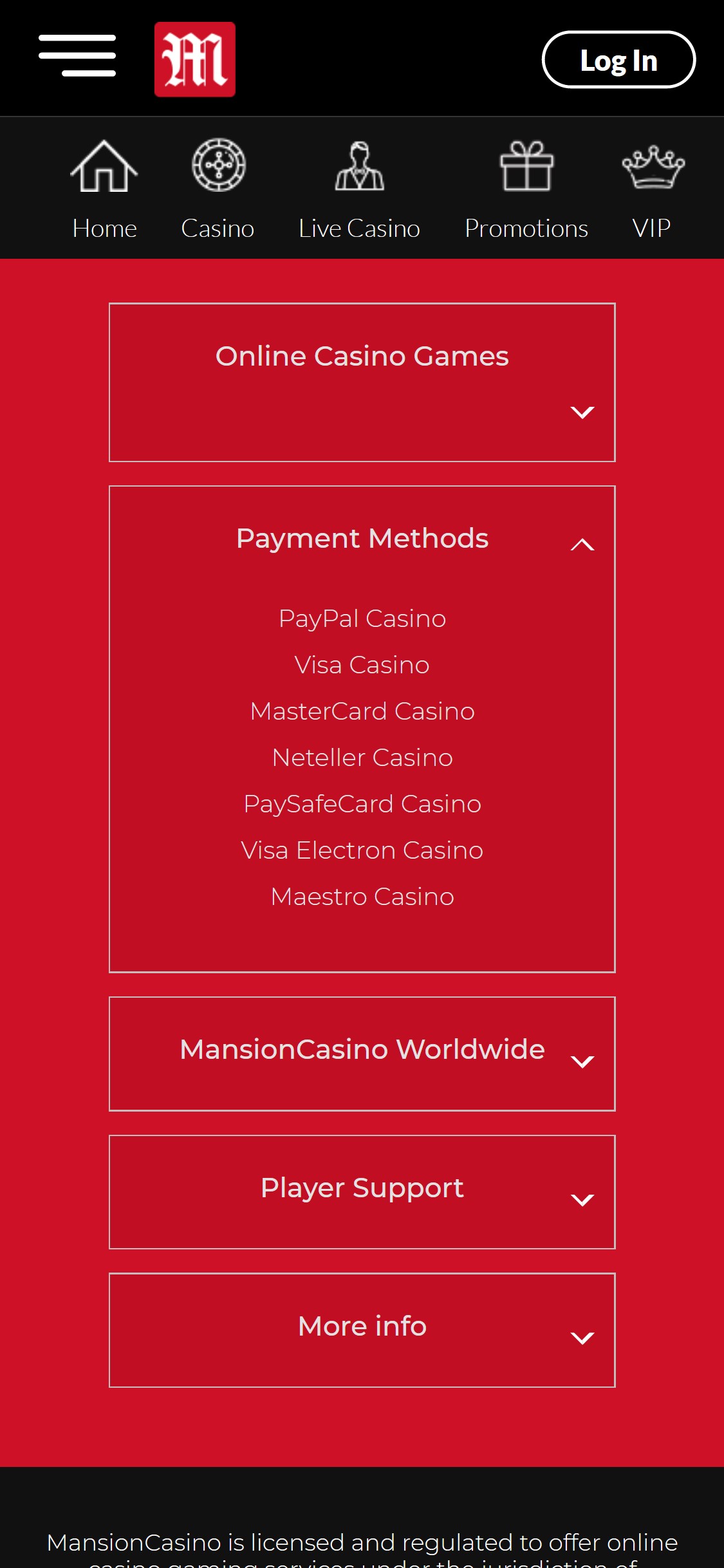Mansion Casino Mobile Payment Methods Review