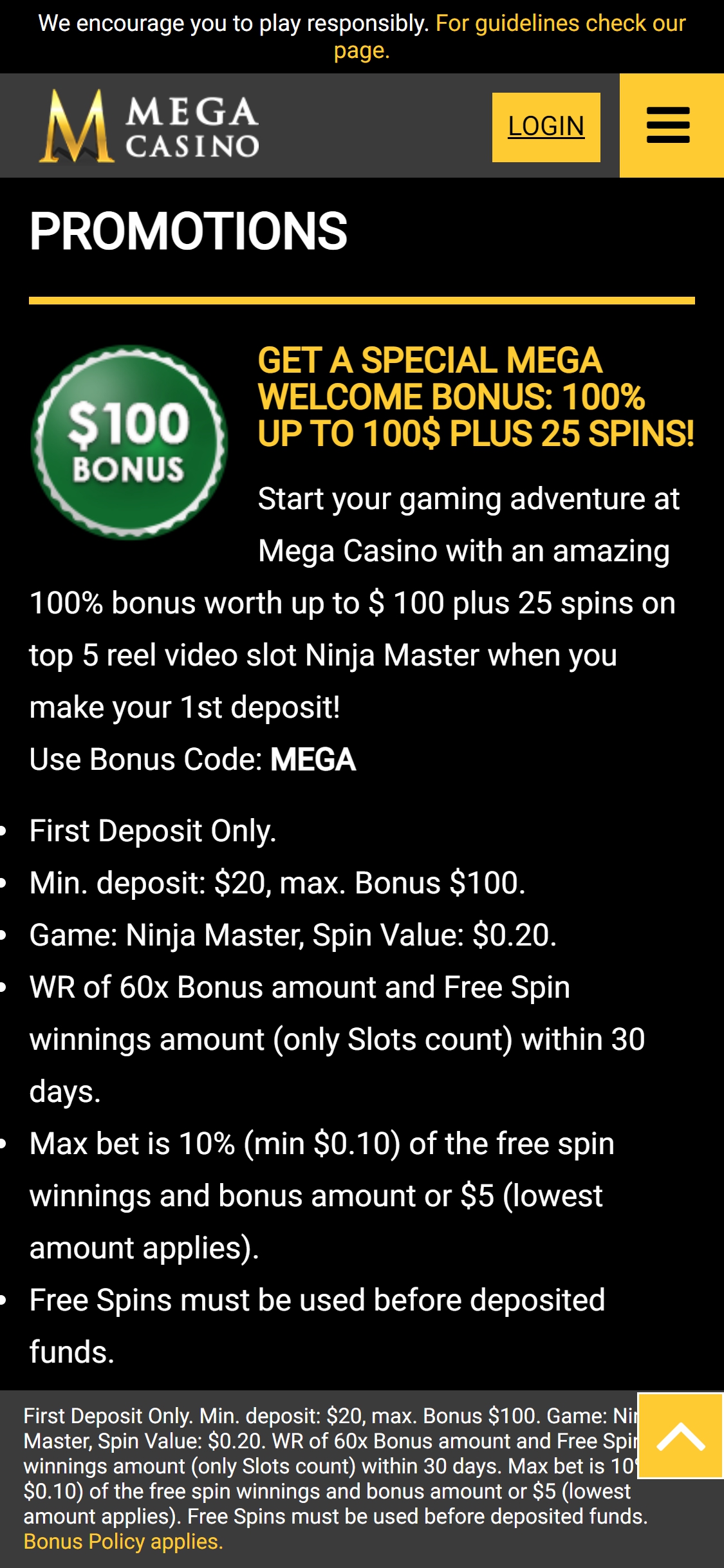 Mega Casino Mobile No Deposit Bonus Review