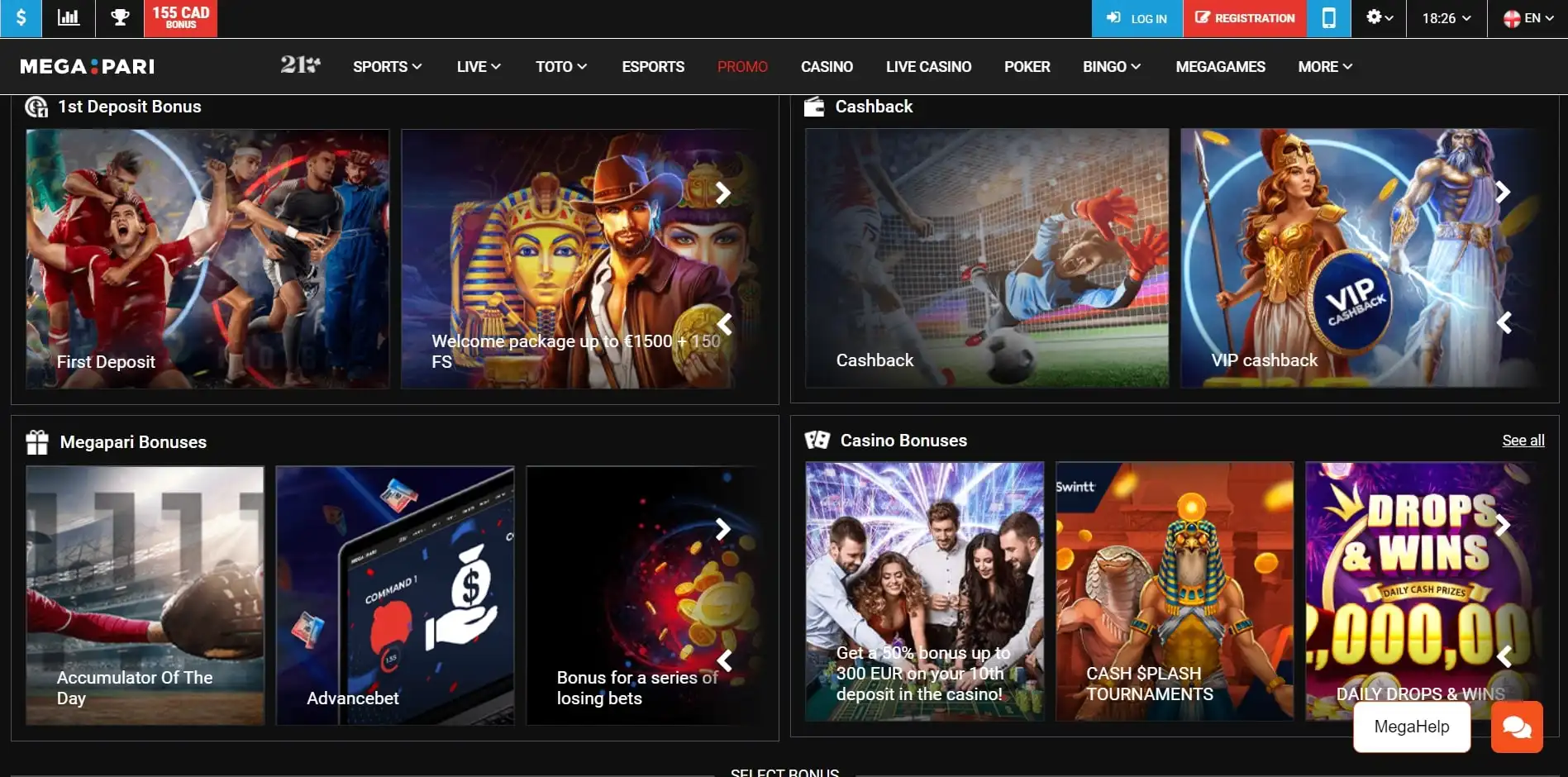 Megapari Casino No Deposit Bonus