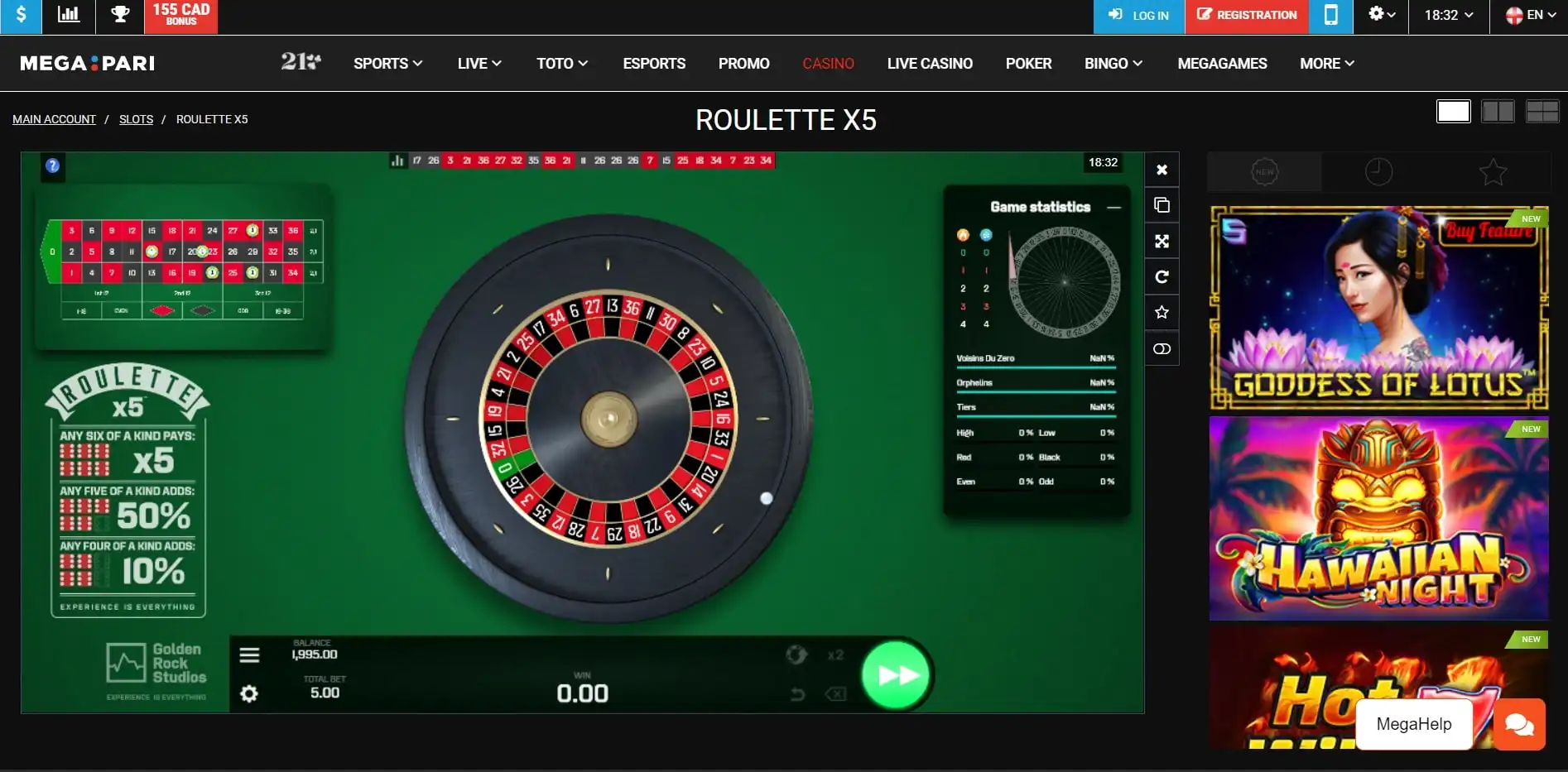 Megapari Casino Casino Games