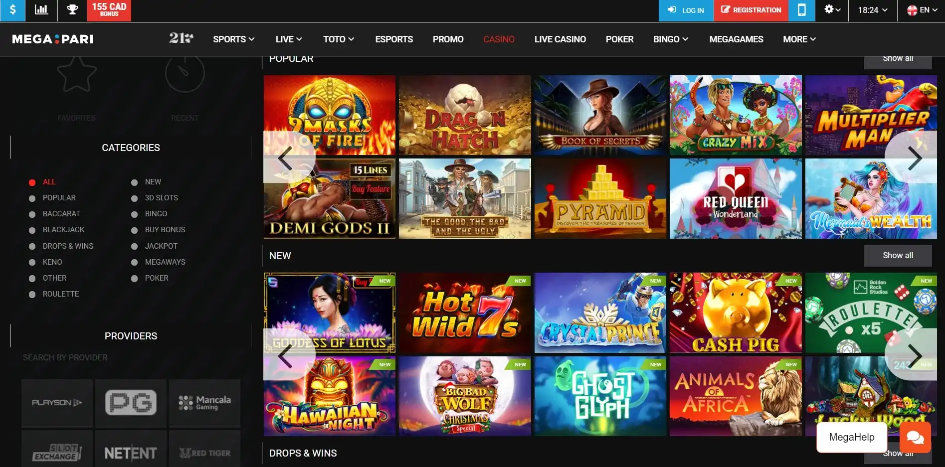 Megapari Casino Games