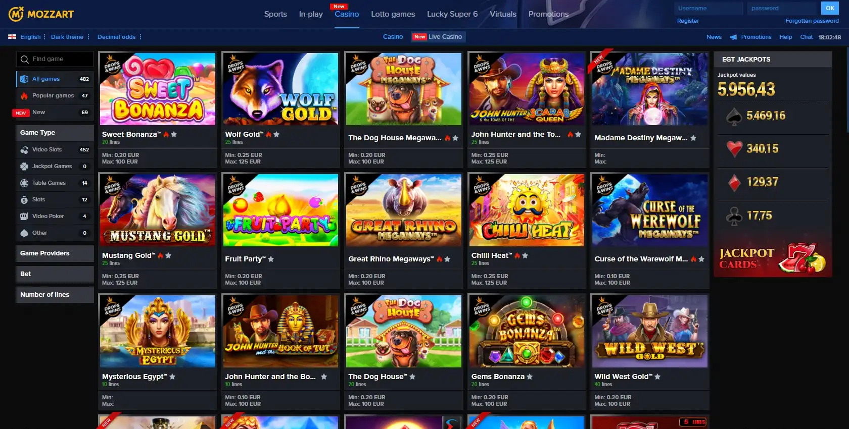 Mozzart Casino Games