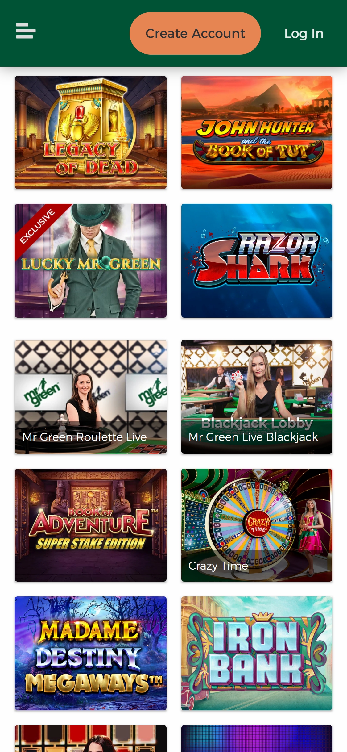 Mr Green Casino Mobile Games Review