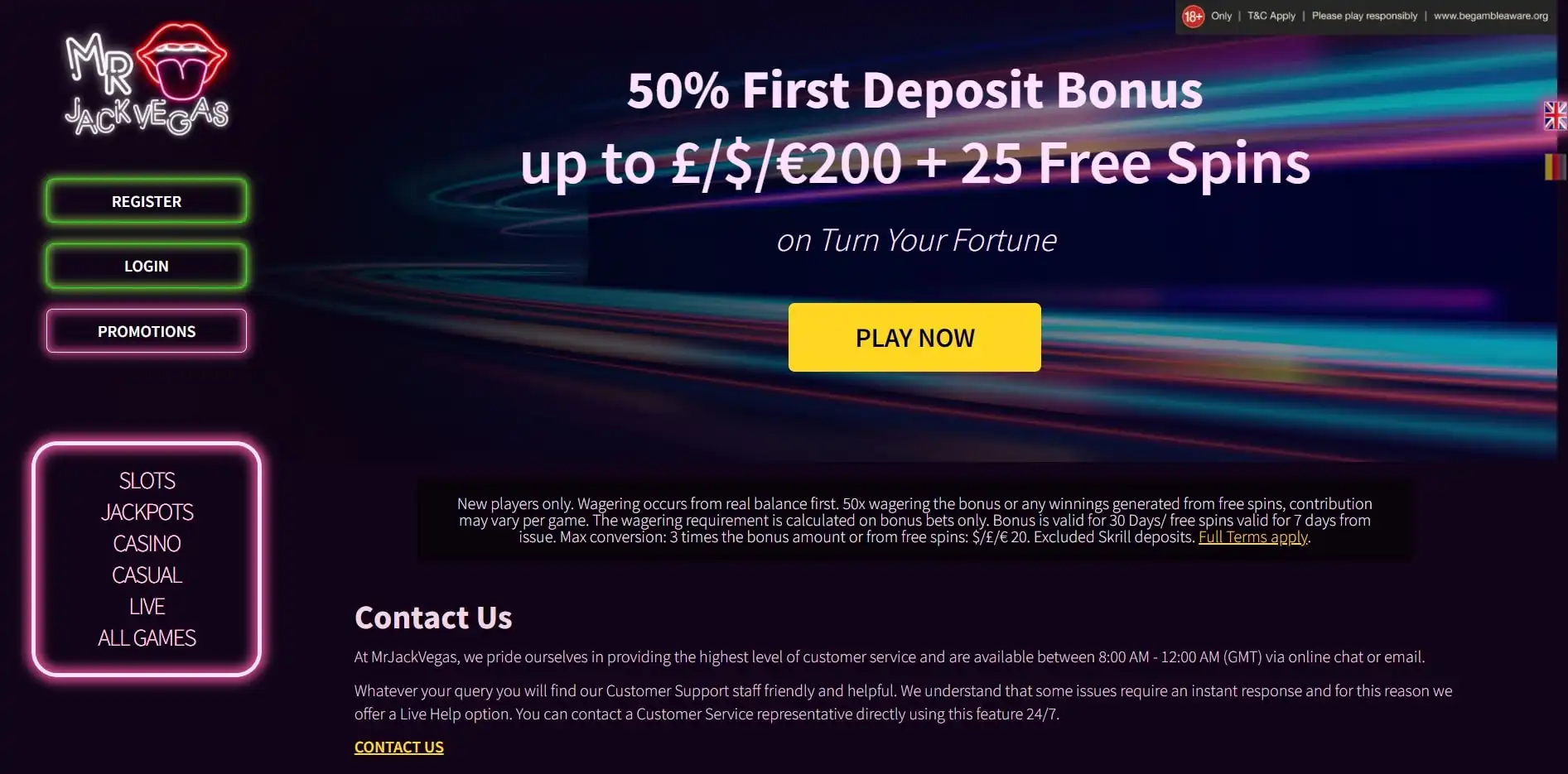 MrJackVegas Casino Support