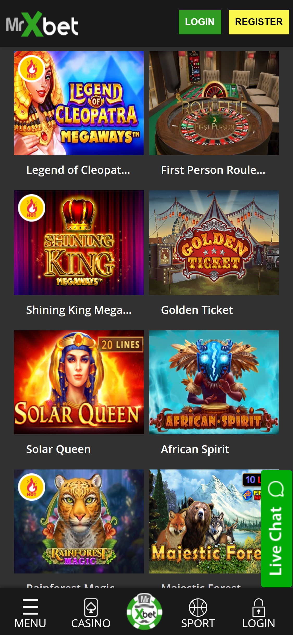 Mr X Bet Casino Mobile Games Review