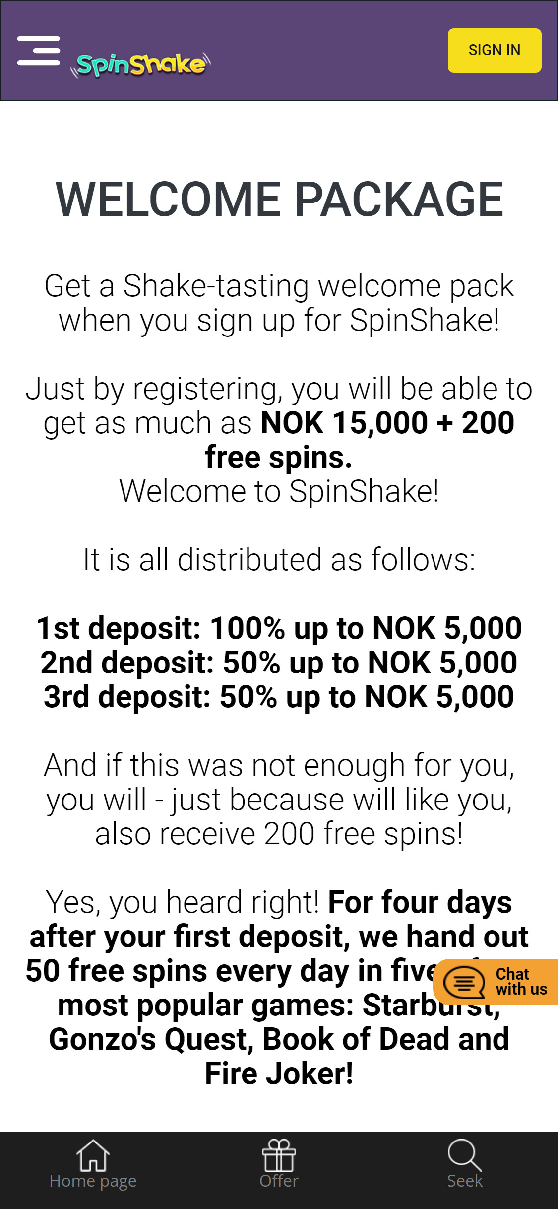 Spin Shake Casino Norway Mobile No Deposit Bonus Review