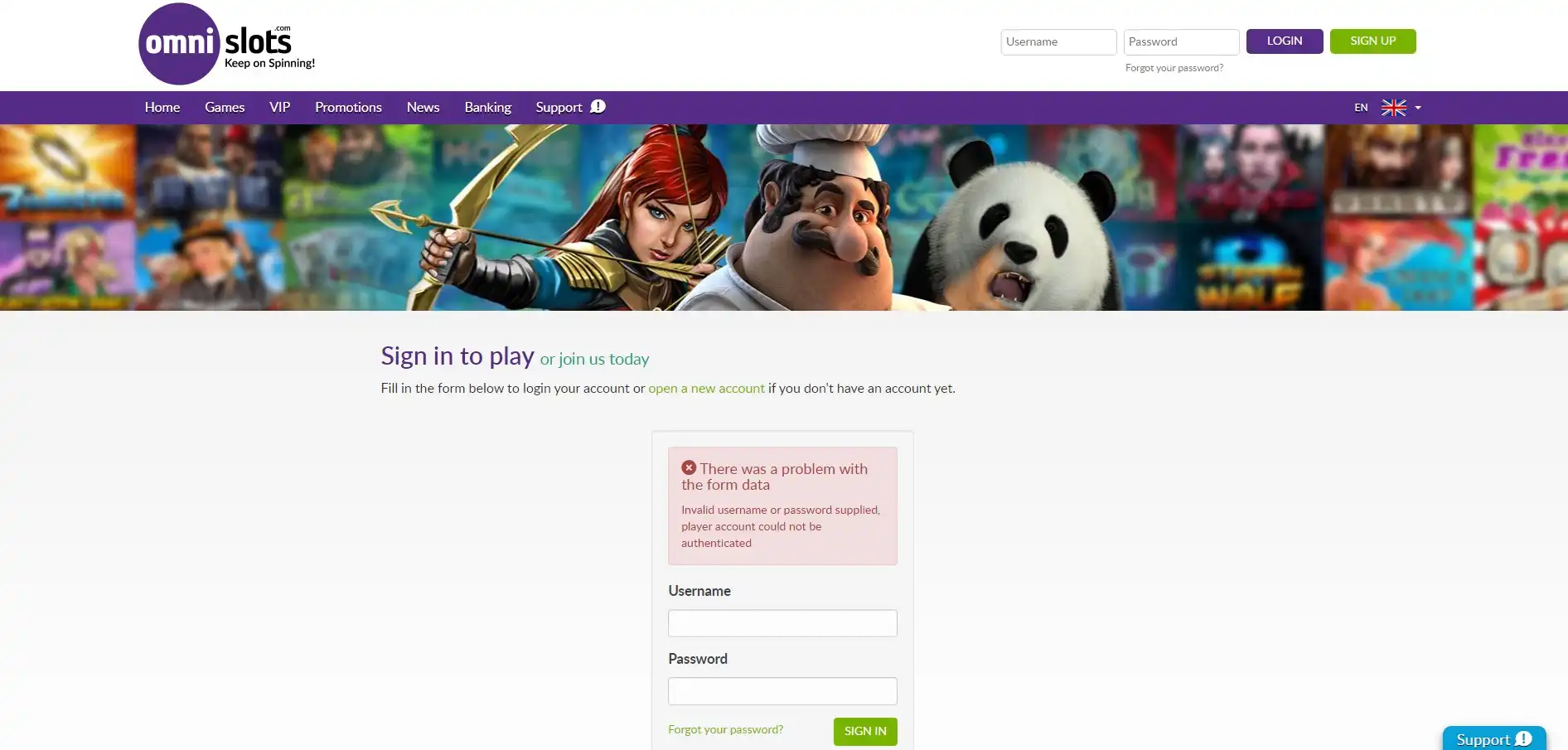 Omni Slots Casino Login