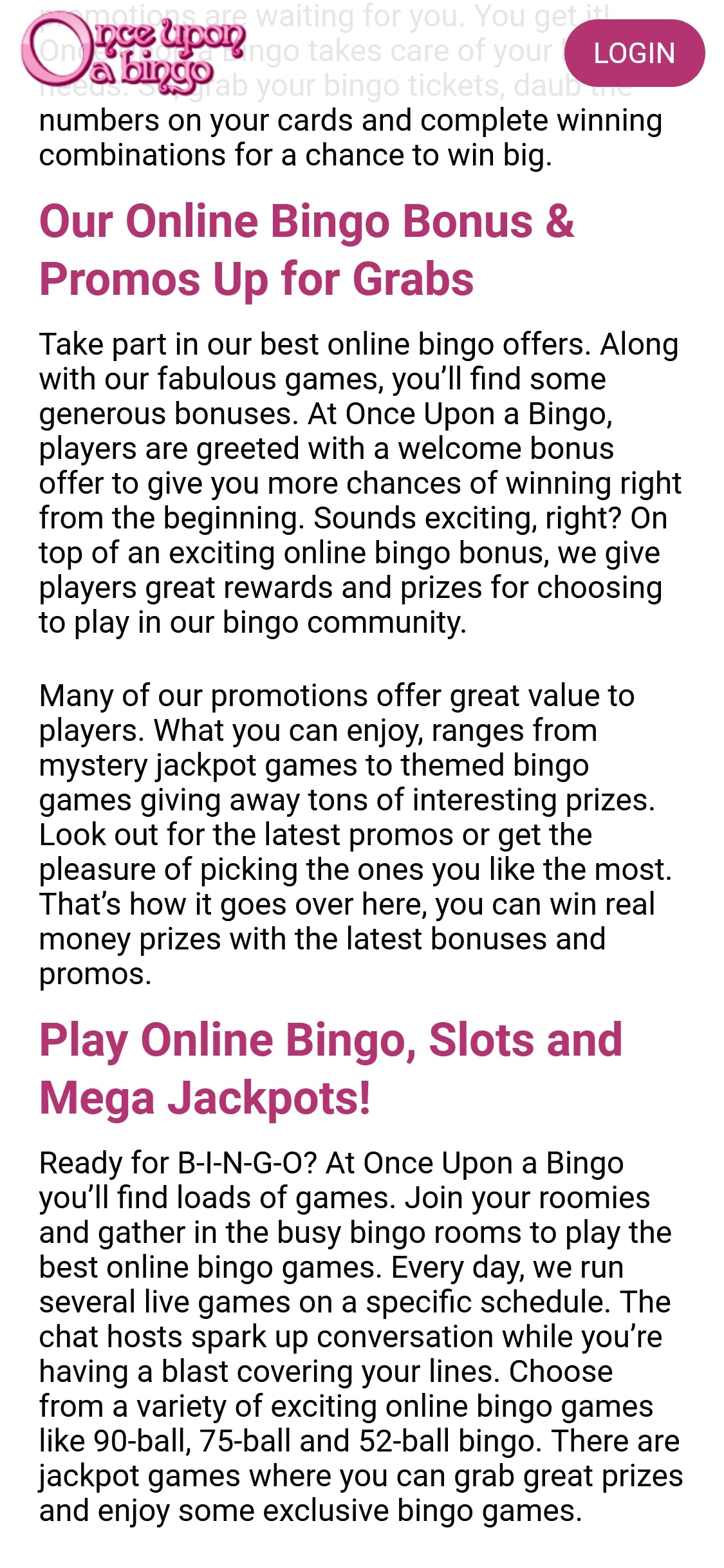 Once Upon a Bingo Casino Mobile No Deposit Bonus Review