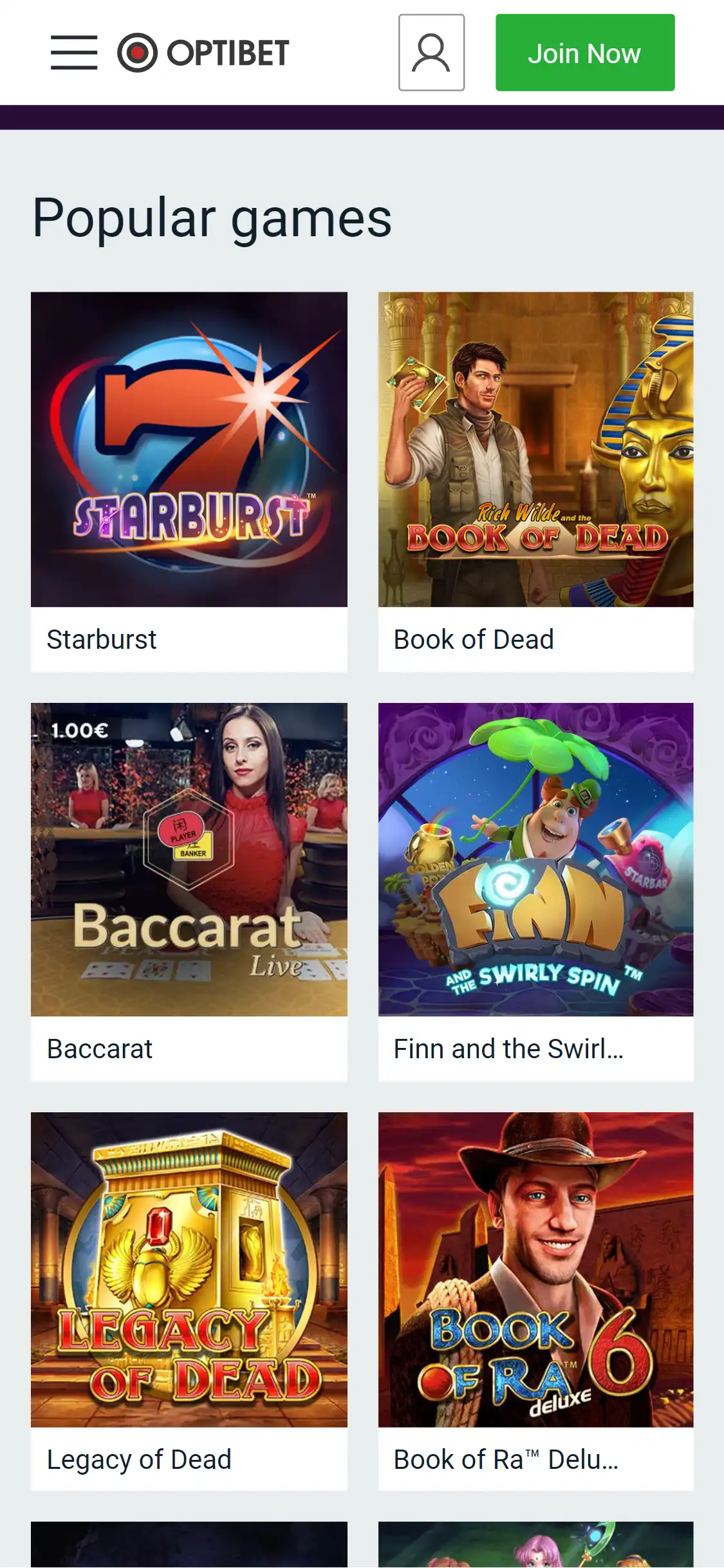 OptiBet Casino Mobile Games Review
